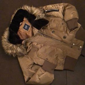 GAP Nylon Jacket with Faux fur Attached Hood Size XS.